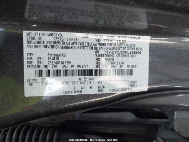 Photo 8 VIN: 1FADP3J2XFL218944 - FORD FOCUS 