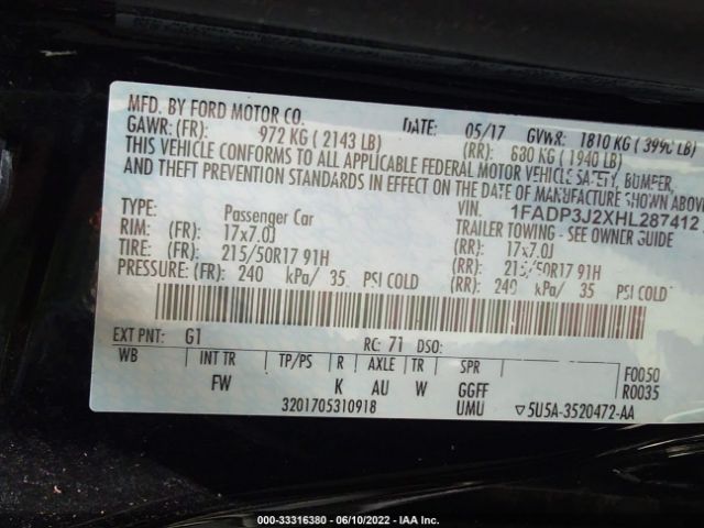 Photo 8 VIN: 1FADP3J2XHL287412 - FORD FOCUS 