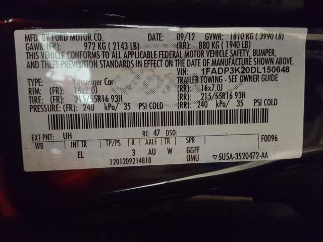 Photo 9 VIN: 1FADP3K20DL150648 - FORD FOCUS SE 