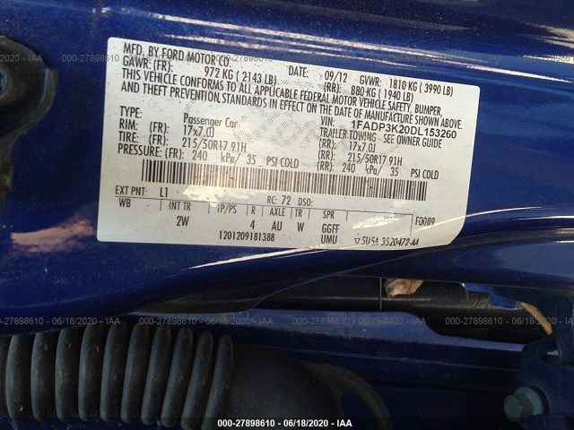 Photo 8 VIN: 1FADP3K20DL153260 - FORD FOCUS 