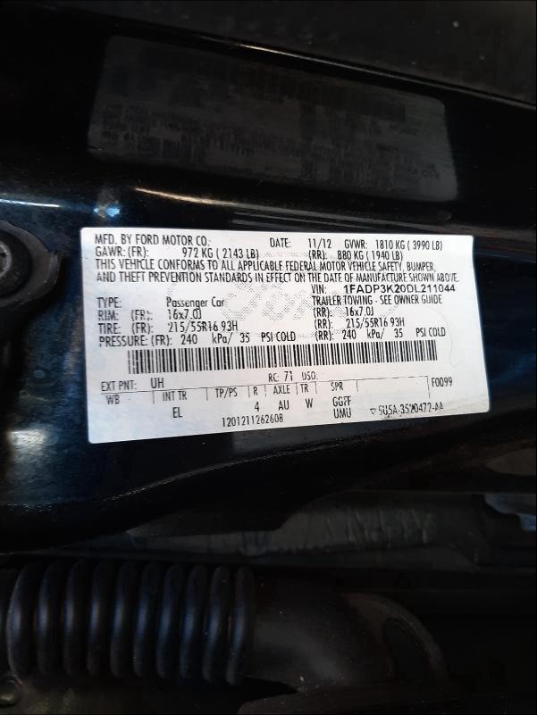 Photo 9 VIN: 1FADP3K20DL211044 - FORD FOCUS SE 