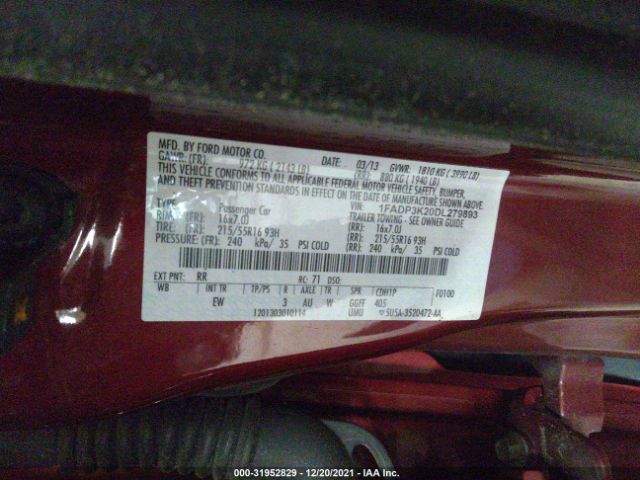 Photo 8 VIN: 1FADP3K20DL279893 - FORD FOCUS 