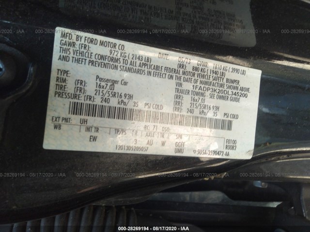 Photo 8 VIN: 1FADP3K20DL345200 - FORD FOCUS 