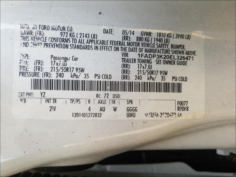 Photo 9 VIN: 1FADP3K20EL326471 - FORD FOCUS SE 