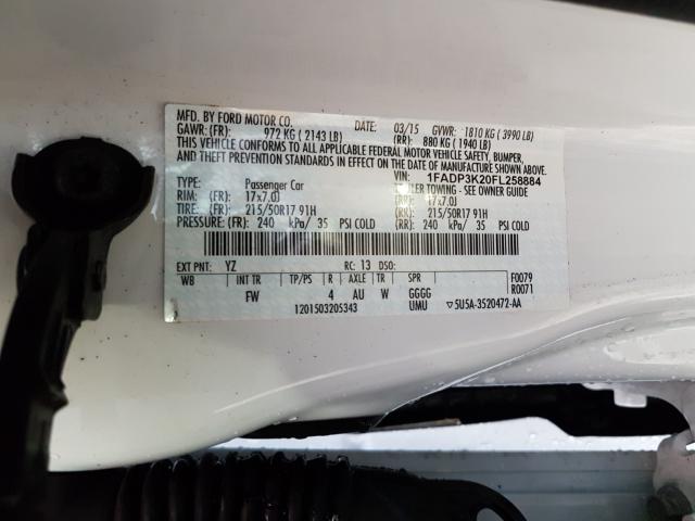 Photo 9 VIN: 1FADP3K20FL258884 - FORD FOCUS 