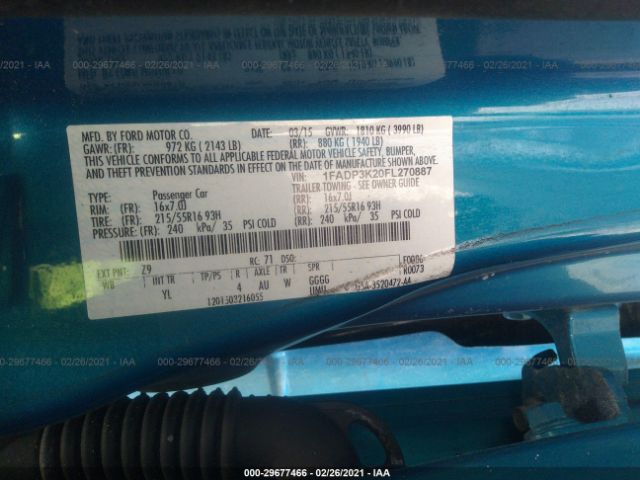 Photo 8 VIN: 1FADP3K20FL270887 - FORD FOCUS 