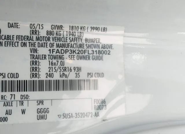 Photo 8 VIN: 1FADP3K20FL318002 - FORD FOCUS 