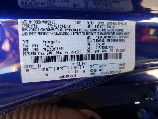 Photo 9 VIN: 1FADP3K20FL321255 - FORD FOCUS SE 