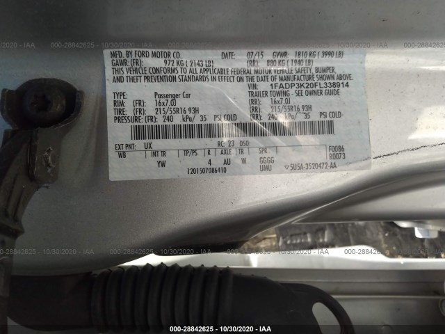 Photo 8 VIN: 1FADP3K20FL338914 - FORD FOCUS 