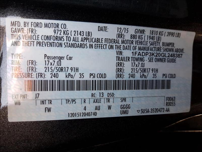 Photo 9 VIN: 1FADP3K20GL248387 - FORD FOCUS SE 