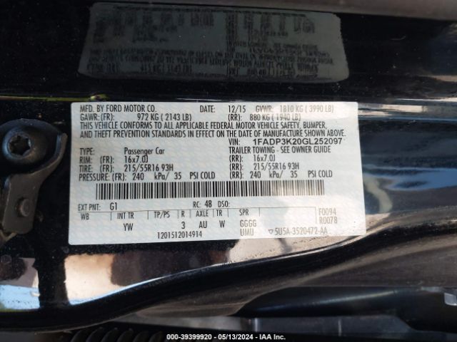 Photo 8 VIN: 1FADP3K20GL252097 - FORD FOCUS 