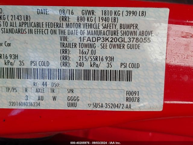 Photo 8 VIN: 1FADP3K20GL378055 - FORD FOCUS 