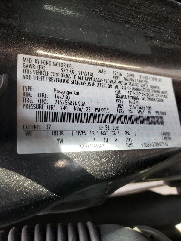 Photo 9 VIN: 1FADP3K20HL214158 - FORD FOCUS SE 