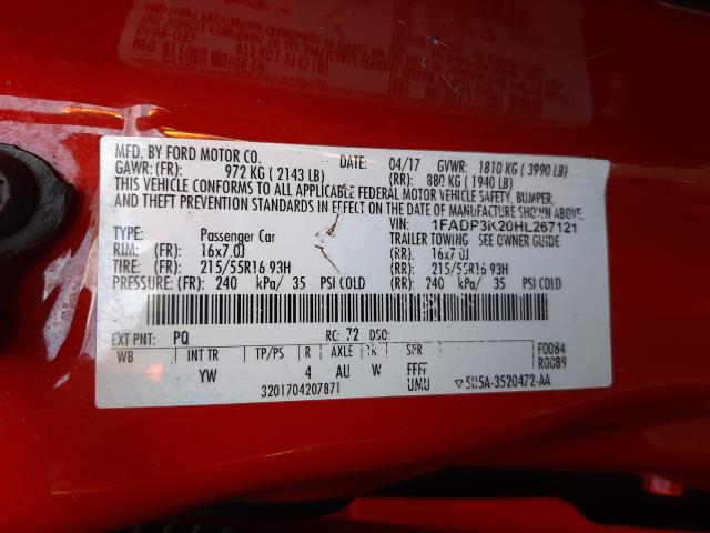 Photo 9 VIN: 1FADP3K20HL267121 - FORD FOCUS SE 