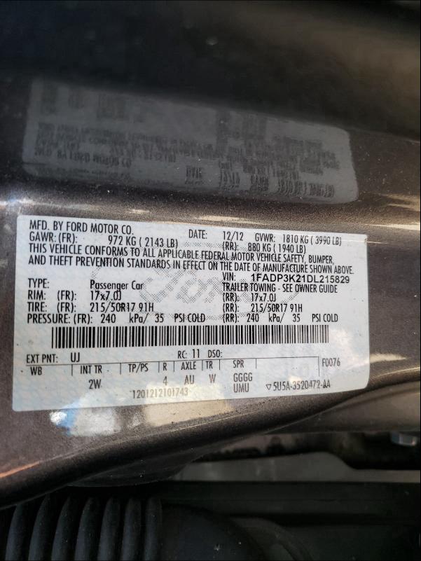 Photo 9 VIN: 1FADP3K21DL215829 - FORD FOCUS SE 