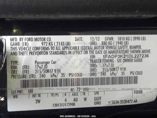 Photo 8 VIN: 1FADP3K21DL227236 - FORD FOCUS 