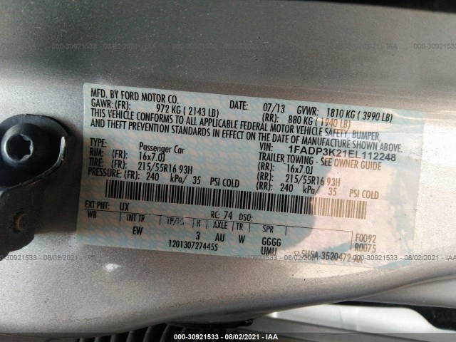 Photo 8 VIN: 1FADP3K21EL112248 - FORD FOCUS 