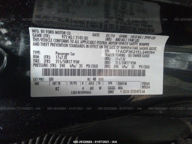 Photo 8 VIN: 1FADP3K21EL246094 - FORD FOCUS 