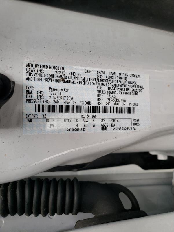 Photo 9 VIN: 1FADP3K21EL262750 - FORD FOCUS SE 