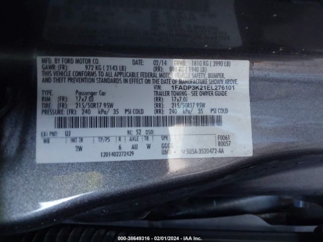 Photo 8 VIN: 1FADP3K21EL276101 - FORD FOCUS 