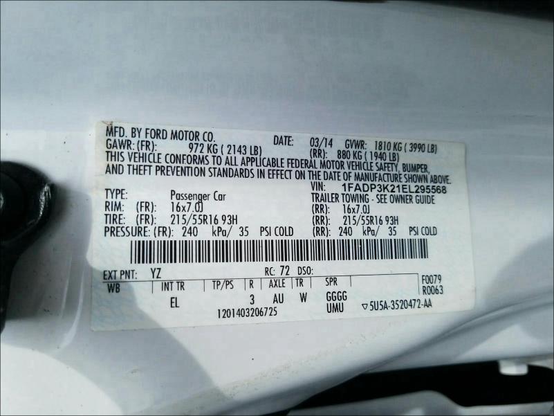 Photo 9 VIN: 1FADP3K21EL295568 - FORD FOCUS SE 