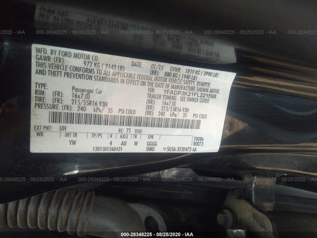 Photo 8 VIN: 1FADP3K21FL221598 - FORD FOCUS 