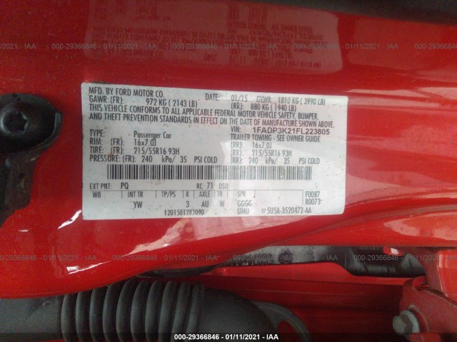 Photo 8 VIN: 1FADP3K21FL223805 - FORD FOCUS 