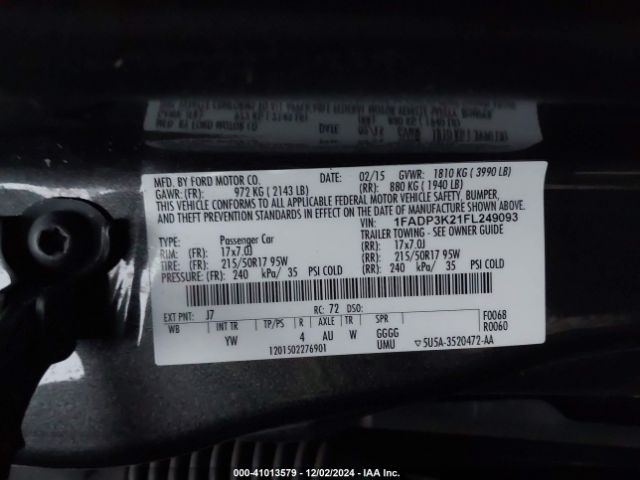 Photo 8 VIN: 1FADP3K21FL249093 - FORD FOCUS 