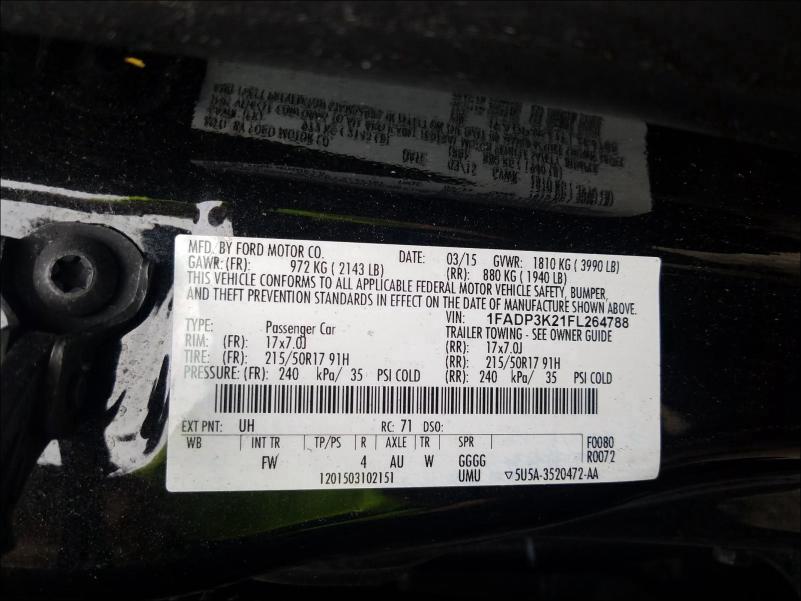 Photo 9 VIN: 1FADP3K21FL264788 - FORD FOCUS SE 