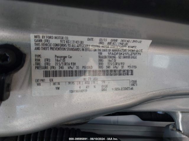 Photo 8 VIN: 1FADP3K21FL270770 - FORD FOCUS 