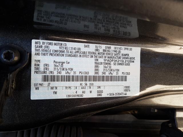 Photo 9 VIN: 1FADP3K21GL212594 - FORD FOCUS SE 