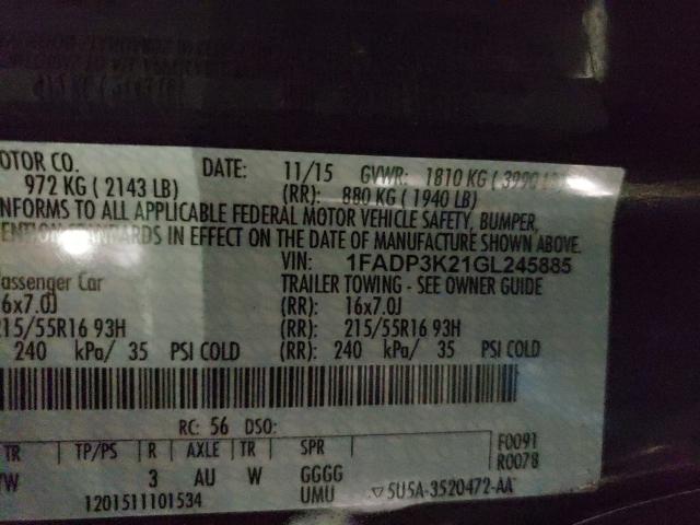 Photo 9 VIN: 1FADP3K21GL245885 - FORD FOCUS 