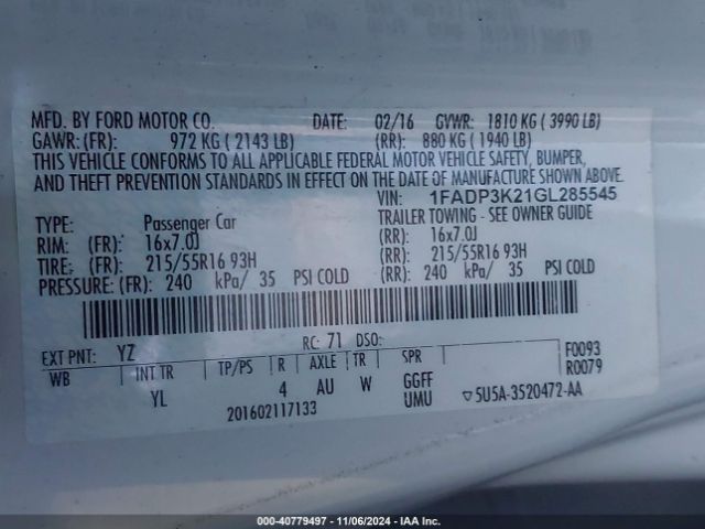 Photo 8 VIN: 1FADP3K21GL285545 - FORD FOCUS 