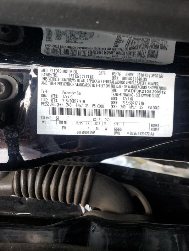 Photo 9 VIN: 1FADP3K21GL299512 - FORD FOCUS SE 