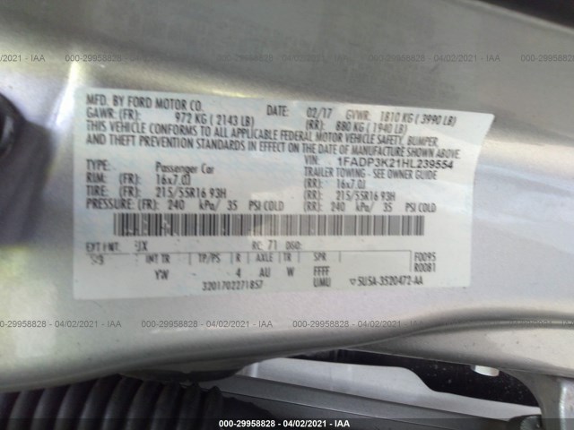 Photo 8 VIN: 1FADP3K21HL239554 - FORD FOCUS 