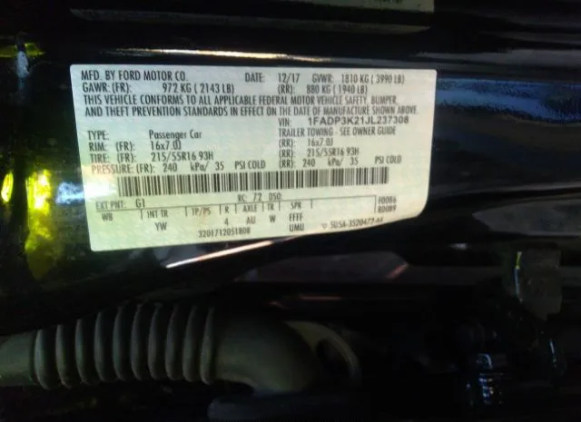 Photo 8 VIN: 1FADP3K21JL237308 - FORD FOCUS 