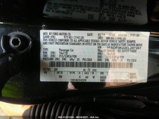 Photo 8 VIN: 1FADP3K22EL287267 - FORD FOCUS 