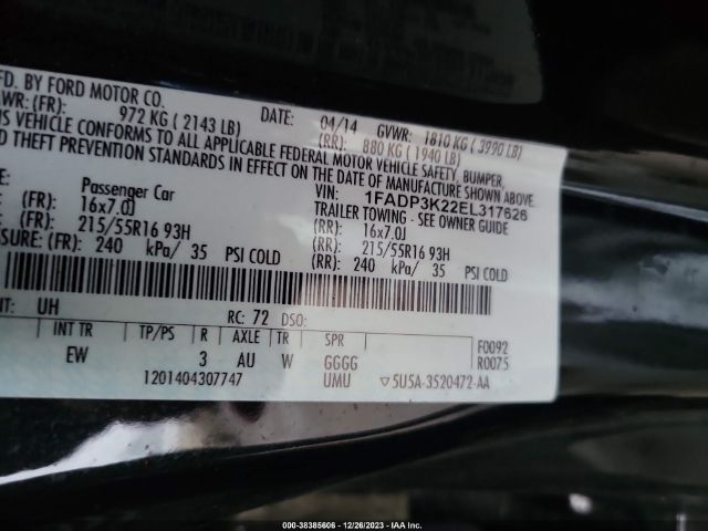 Photo 8 VIN: 1FADP3K22EL317626 - FORD FOCUS 