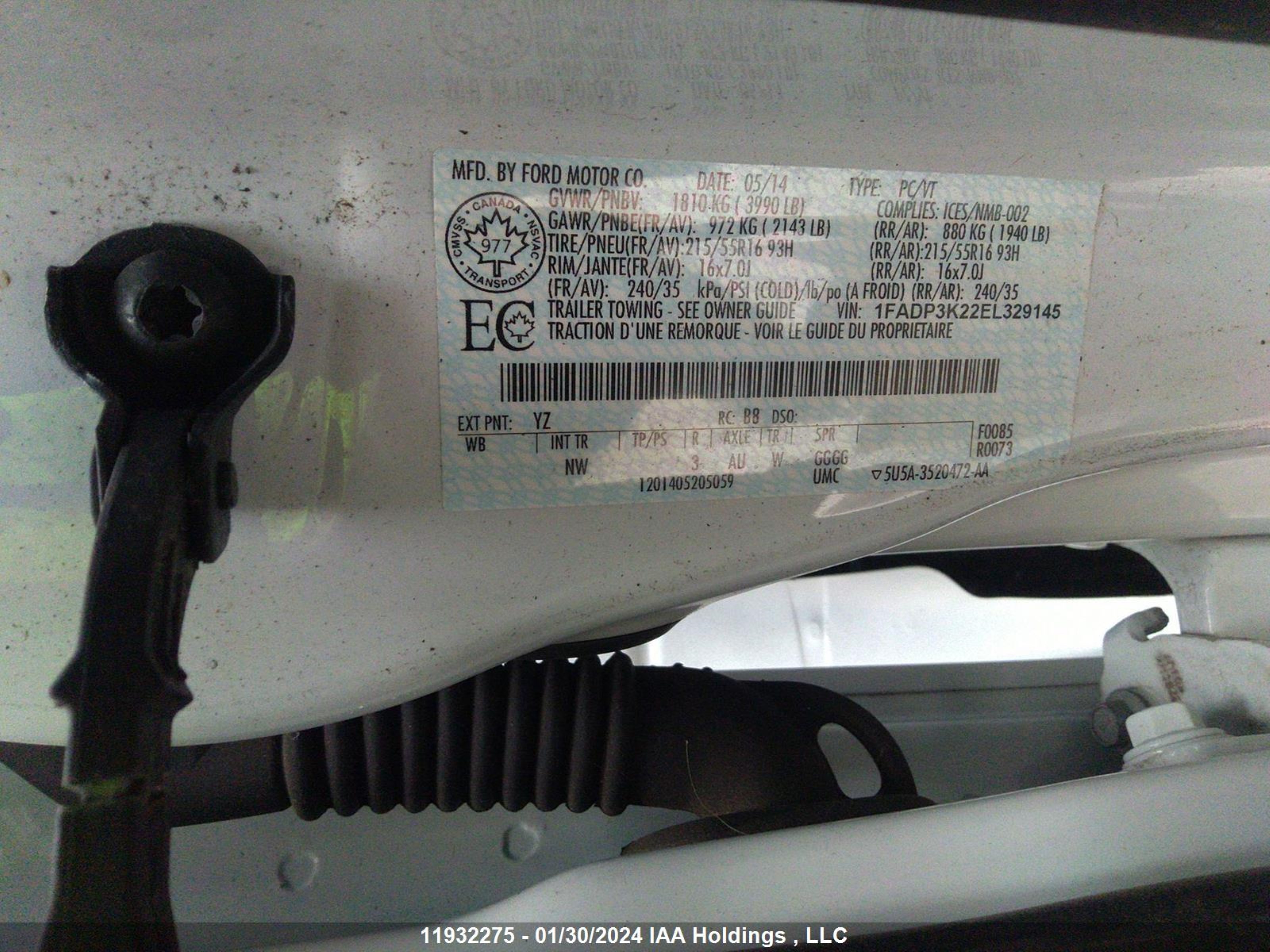 Photo 8 VIN: 1FADP3K22EL329145 - FORD FOCUS 