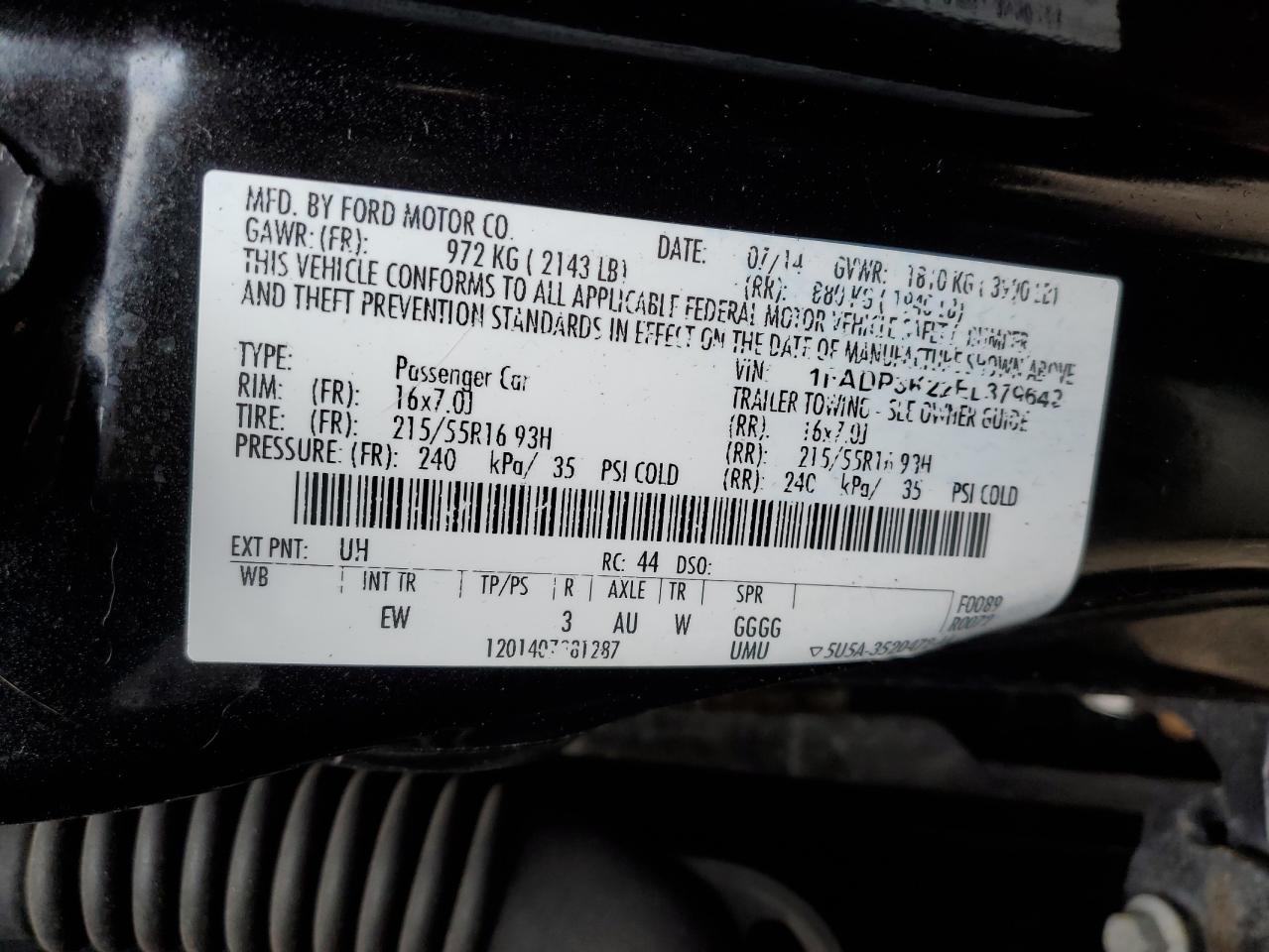 Photo 11 VIN: 1FADP3K22EL379642 - FORD FOCUS 