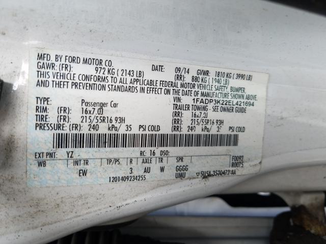 Photo 9 VIN: 1FADP3K22EL421694 - FORD FOCUS SE 