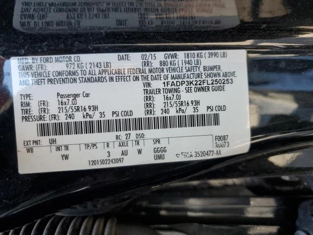 Photo 11 VIN: 1FADP3K22FL250253 - FORD FOCUS SE 