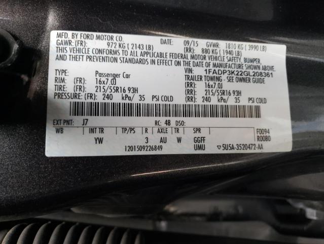 Photo 12 VIN: 1FADP3K22GL208361 - FORD FOCUS 