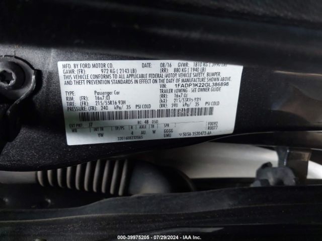 Photo 8 VIN: 1FADP3K22GL386898 - FORD FOCUS 