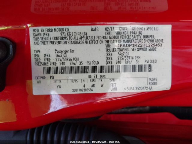 Photo 8 VIN: 1FADP3K22HL225453 - FORD FOCUS 