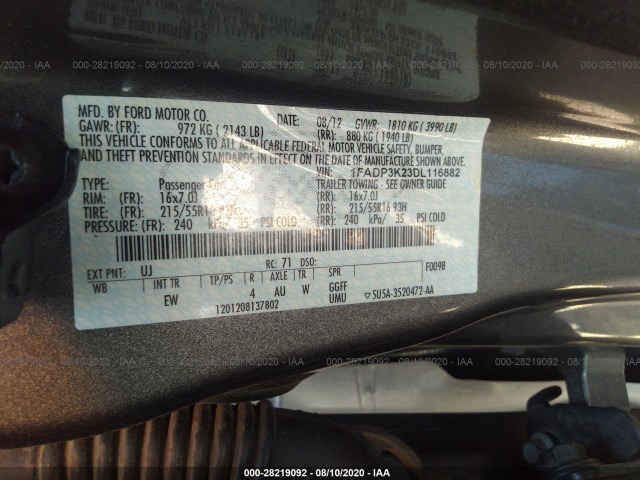 Photo 8 VIN: 1FADP3K23DL116882 - FORD FOCUS 