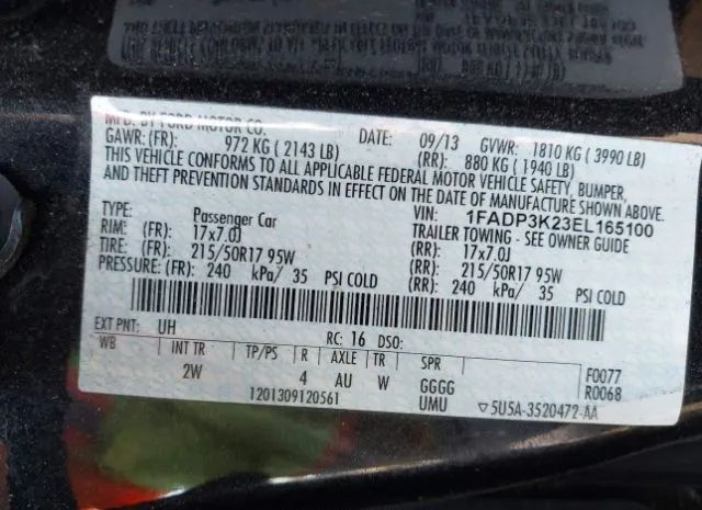 Photo 8 VIN: 1FADP3K23EL165100 - FORD FOCUS 