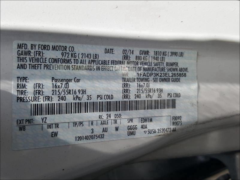 Photo 9 VIN: 1FADP3K23EL265858 - FORD FOCUS SE 