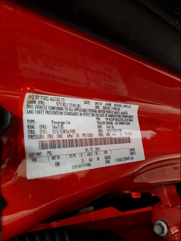 Photo 9 VIN: 1FADP3K23EL307462 - FORD FOCUS SE 