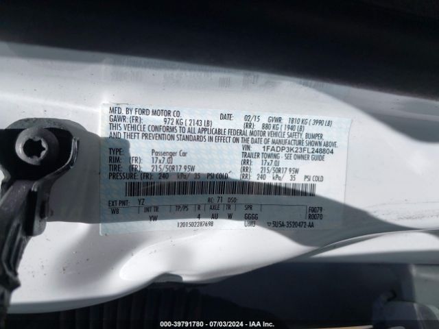 Photo 8 VIN: 1FADP3K23FL248804 - FORD FOCUS 